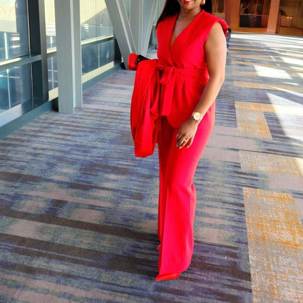 Zara Collection Vibrant Red Sleeveless Pantsuit